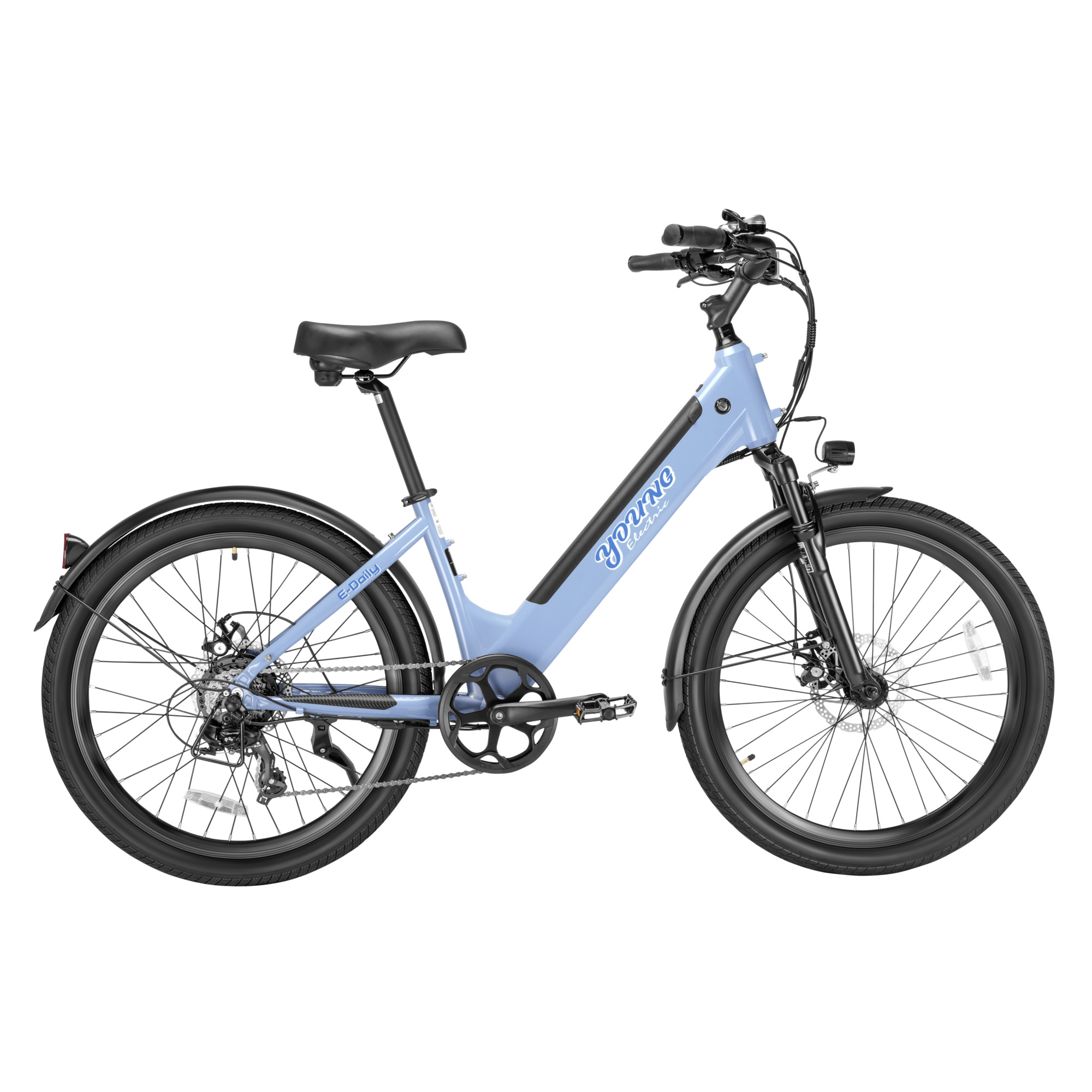 Young Electric E-Daily Step-Through Hybrid Electric Bike — 500W Motor, 480Wh Battery, 26in. x 2.2in. Tires, Model# 22802011PB